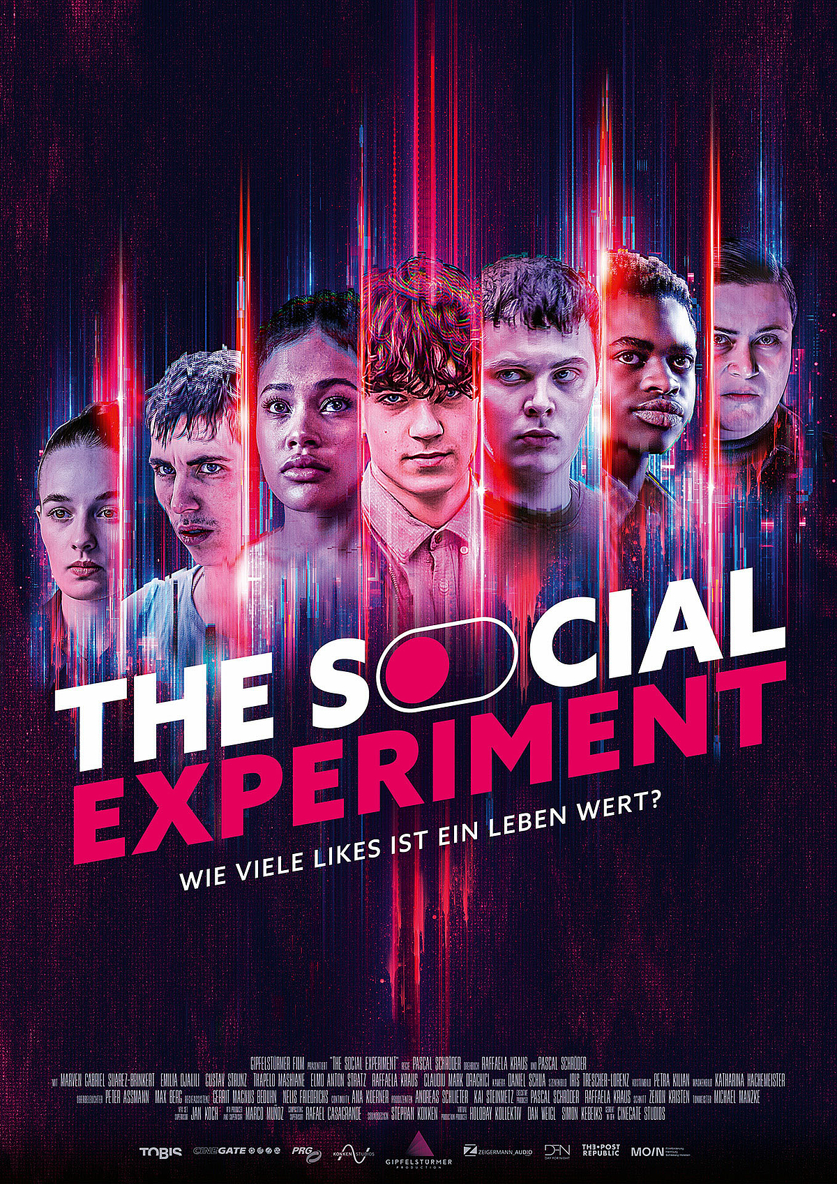 Filmplakat mit dem Schriftzg "The Social Experiment" und fünf jugendlichen und zwei erwachsenen Personen.