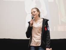 Yuliya Bachurka, die Leiterin des Referats Internationales im StuRa auf der Konferenz in Minsk