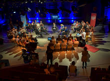 Das Wahlforum-Podium im Herbert E. Graus Studio der Hochschule