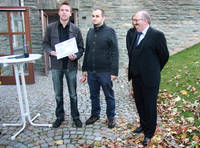 2. Preis: Erik Hilse, Andreas Hiekel mit Prof. Ludwig Hilmer.