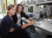 Victoria (rechts) und Patricia im Optronik-Labor 
