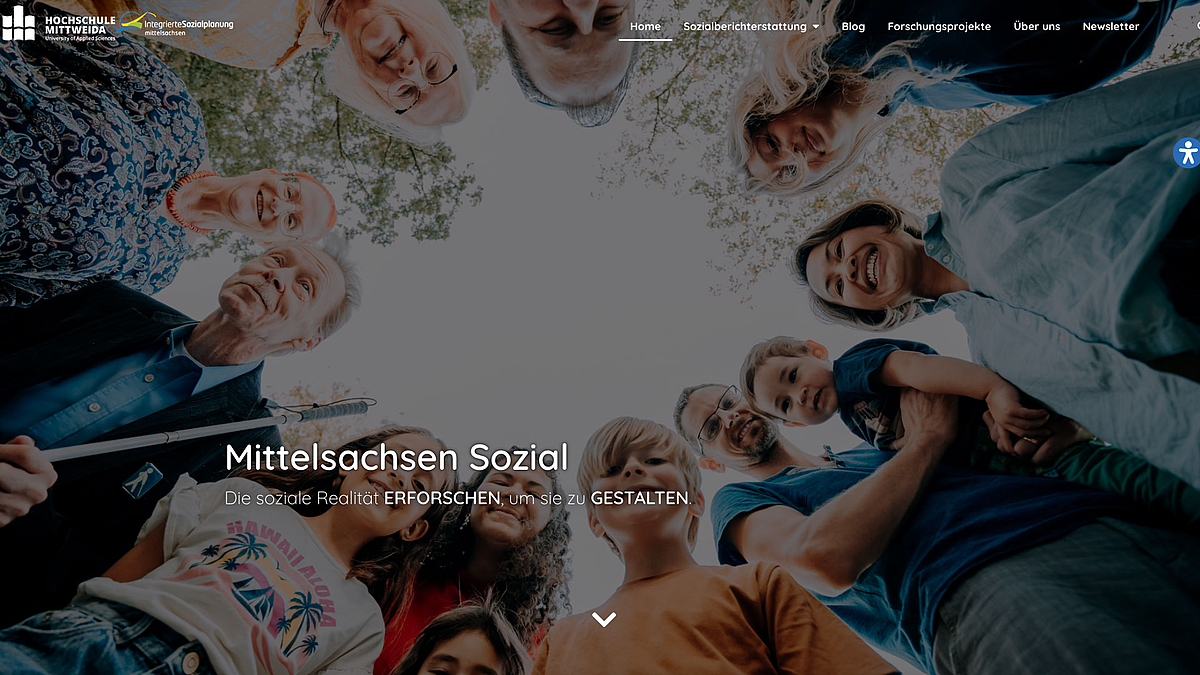 Screenshot der Startseite von Mittelsachsen Sozial