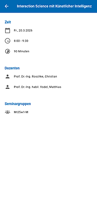 Screenshot Stundenplan (Detailansicht)