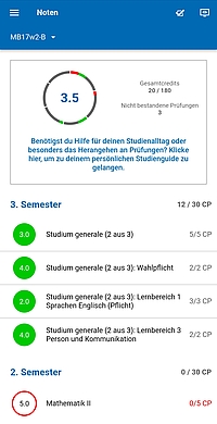 Screenshot Notenübersicht