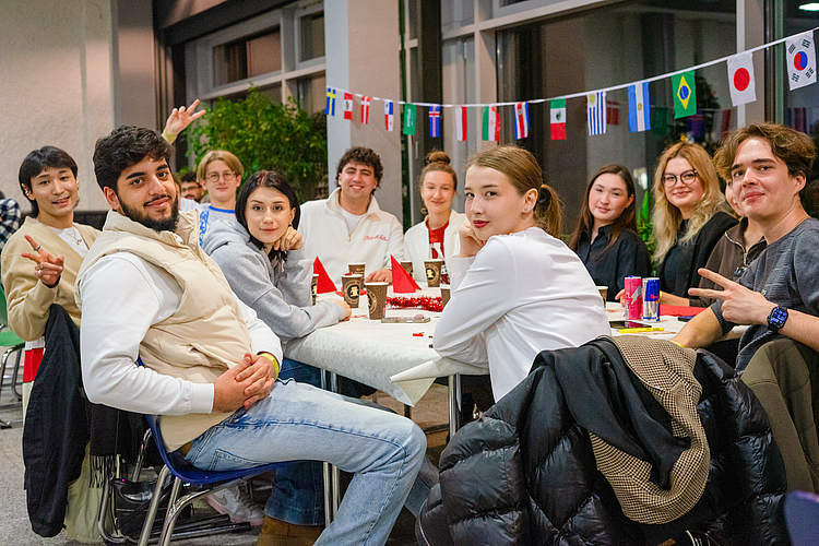 Group of Students at the Cosmo Club International Dinner celebrate together