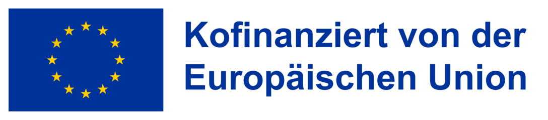 Text neben der Flagge der EU: "Kofinanziert von der Europäischen Union"