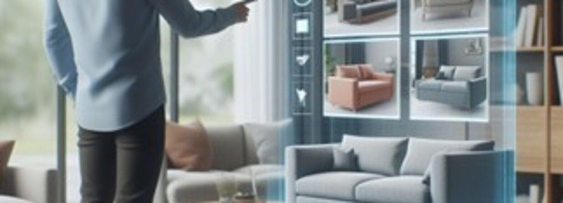 Symbolische Darstellung, männliche Person kauft virtuell ein