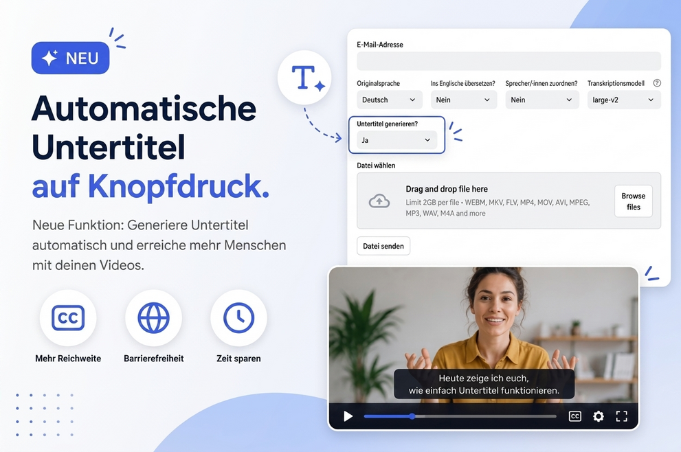 Die Grafik zeigt, wie die Funktion "Untertitel generieren" des Mittweida Scripter aussieht.