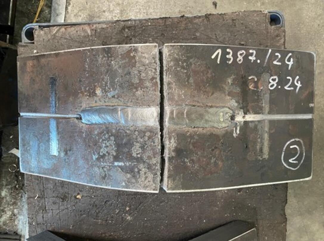 Aufschweißbiegeprobe (nicht bestanden)