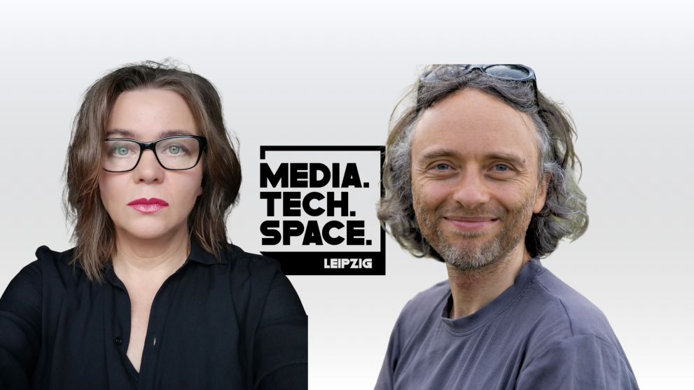 Auf weißen Hintergrund zeigt das Bild zwei ausgeschnittene Fotos von einer Frau mit Brille und einem Mann im T-Shirt.